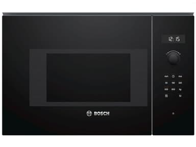 Bosch BFL524MB0 Serie 6 Einbau-Mikrowelle, 38 x 60 cm, 800 W, Drehteller 25,5cm, Türanschlag Links, AutoPilot 7 7 Automatikprogramme, Reinigungsunterstützung, LED-Touchdisplay, Schwarz