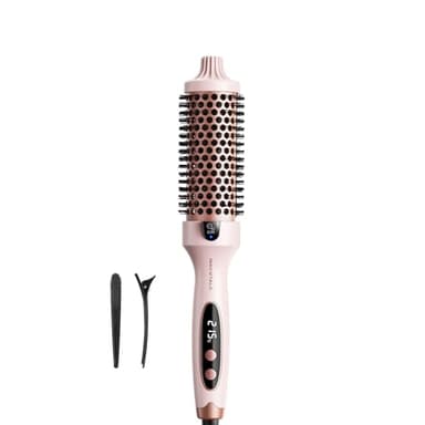 Wavytalk Thermobürste, Blowout Boost Thermal Brush Ionische Rundbürste Lockenbürste, Macht Haar Glatt und Glänzend, 5 Temperaturstufen, Haar schonend, 38mm Fass, Doppelspannung, Sakura Rosa