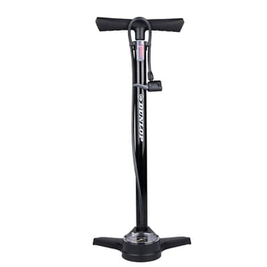 Dunlop Fahrradpumpe mit Manometer - Luftpumpe Fahrrad mit 2 Adaptern - für Alle Ventile - Dunlop, Presta und Schrader Ventil - Pumpe 12 Bar/180PSI - Kunststoff - Schwarz