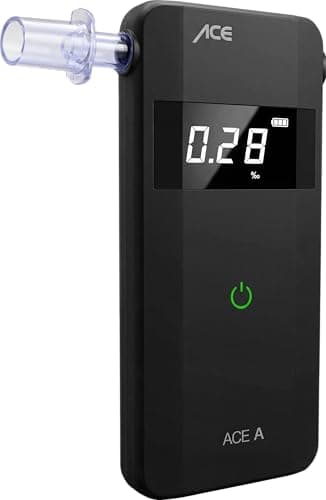 ACE A Alkotester - digitaler Alkohol-/Promilletester - Alkoholtester mit elektrochemischem Sensor und 1-Knopf-Bedienung, Schwarz