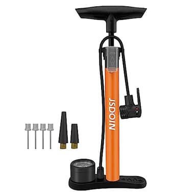 Jsdoin Luftpumpe Fahrrad-Standpumpe mit Manometer,Standluftpumpe, Fahrradpumpe Hochdruck 160 PSI,Luftpumpe für Alle Ventile (Orange)