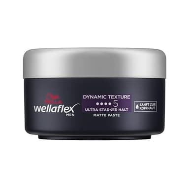 Wellaflex Men Dynamic Texture Matte Paste | Matte Styling Paste | Ultra starker Halt | Mattes Finish | Dermatologisch getestet | 75ml