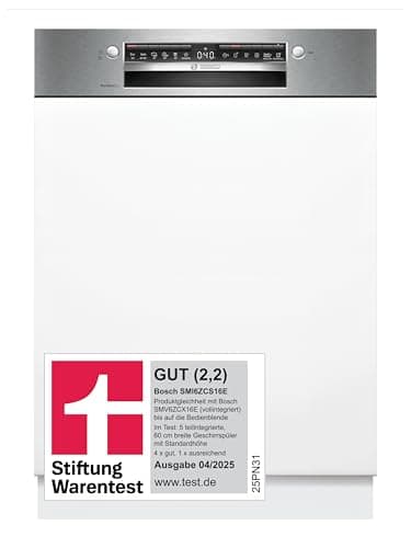 Bosch SMI6ZCS16E, Stiftung Warentest GUT (2,2)*, Serie 6, teilintegrierter Geschirrspüler 60 cm, mit Besteckschublade, Intelligent Programm, Max Flex Körbe, Vario Schublade, Rackmatik, Home Connect