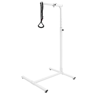 QWORK® Bettgalgen mit Trapezgriff - Freistehender Bett Aufstehhilfe für Senioren - Verstellbare Höhe 130-175cm, max. Belastung ca. 100 kg - Robuste Lackierter Stahl