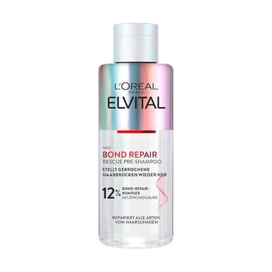 L'Oréal Paris Elvital Bond Repair Rescue Pre-Shampoo, pflegende Aufbaukur zur Haarreparatur, gegen Haarschäden, für weniger Haarbruch und mehr Glanz, mit Bond-Repair-Komplex und Zitronensäure, 200ml