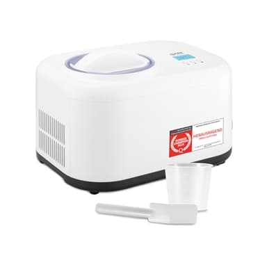 TZS First Austria - Eismaschine 1L mit Kompressor 3 in 1 - Ice Cream Maker 100W selbstkühlend für Frozen Joghurt, Sorbet & Eiscreme - Kleine Speiseeismaschine inkl. Messbecher & Spatel - Weiß