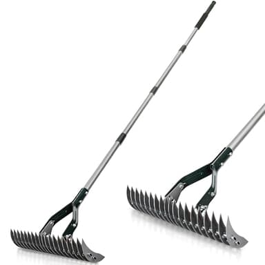 ORIENTOOLS Rasen-Vertikutierrechen 180 cm langer Griff - Vertikutierer und Gartenrechen zum Entfernen von totem Gras, Moos und Schmutz, leicht, 2,1 kg für gesunde Rasenpflege