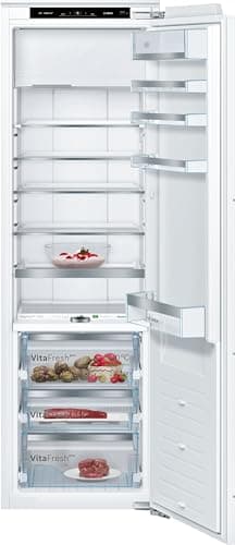 Bosch KIF82PFE0, Serie 8, Einbau-Kühlschrank mit Gefrierfach, 177,5 x 56 cm Nische, 254 L Kühlen & 15 L Gefrieren, Made in Germany, 3x längere Frische, Ablagen aus Sicherheitsglas, schnellere Kühlung
