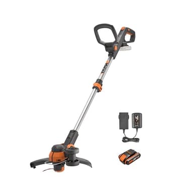 WORX WG163E.1 20V Akku-Rasentrimmer – Inkl. Li-Ion Akku, Ladestation, Spule, Sicherheitsschutz und Rad zum Kantenschneiden, 30 cm Schnittdurchmesser
