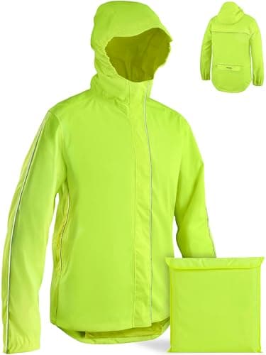 Prowiste Fahrradjacke Herren & Damen XL – Wasserdicht & Atmungsaktiv – Reflektierende Regenjacke mit Kapuze & Rückentasche – Kompakt mit Tasche verstaubar – Laufjacke – Windjacke