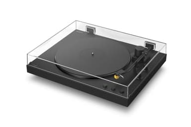 Sony PS-LX5BT Premium-Bluetooth-Plattenspieler mit vollautomatischer Wiedergabe, Riemenantrieb, hochwertiger Tonabnehmer, Hi-Res Audio, integrierter Phono-Vorverstärker, 3 Verstärkungsmodi – Schwarz