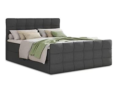 Sofnet Boxspringbett Best Lux mit Fußteil, 2 Bettkästen und Topper - Doppelbett, Bonell-Matratze, Polsterbett, Bett, Betten, Bettgestell, Schlafzimmer (Graphit (Inari 94), 160 x 200 cm)