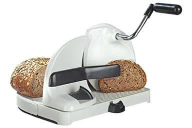 WENKO Brotschneidemaschine, Scheibendicke stufenlos wählbar, Gerade Schnittfläche, Standsicher, Edelstahlmesser, 31 x 20 x 29 cm