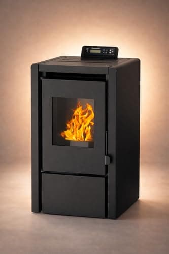 NEMAXX® PC5 Pelletofen 5,3 kW A+ bis 120 m³ – Chrono & ECO-Modus, WiFi Ready (App optional), Display & Fernbedienung, Unterdruck-Verbrennung, Überhitzungsschutz & Autoabschaltung – Schwarz