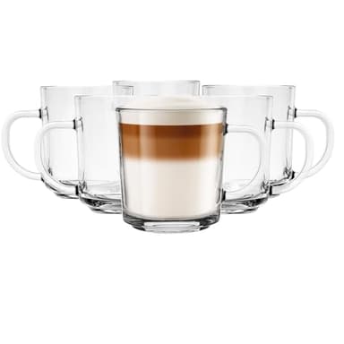 Glasmark Krosno Latte Macchiato Gläser Cappuccino 6er Set Teegläser-Set Mit Henkel Dessertgläser Wassergläser Kaffeegläser Glühweingläser Eiskaffee-Gläser Glühweintassen Groggläser 6x 230 ml