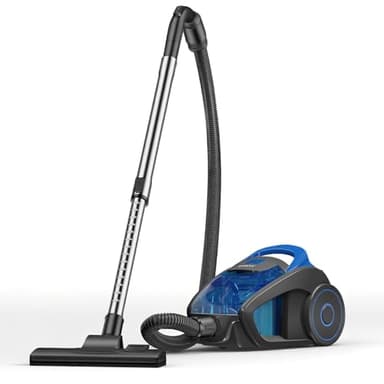 Qawner Staubsauger 1200 Watt, 1,5L Staubsauger Beutellos, Staubsaugers ohne Beutel 15 kPa, Leise, Leistungsstark mit HEPA Filter, kompakt und leicht, für Teppiche, Harte Böden, Tierhaare (1.5L Blau)