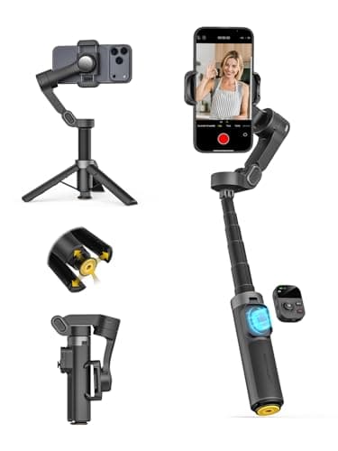 AOCHUAN 3-Achsen-Gimbal-Stabilisator für iPhone mit 360°-Gesichtserkennung, Smartphone-Gimbal mit EIN-klick-Stativöffnung, Stabilisator mit Fernbedienung und 50 cm Verlängerungsstange, Smart X3