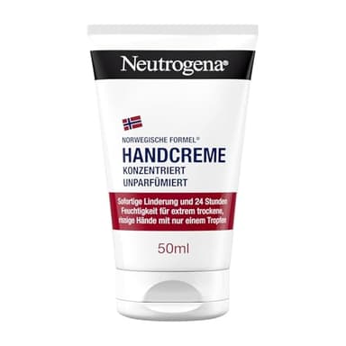 Neutrogena Handcreme konzentriert unparfümiert, beruhigende Feuchtigkeitscreme mit 40Prozent Glycerin + Vitamin E, sofort feuchtigkeitsspendende Handcreme für sehr trockene Hände 50 ml