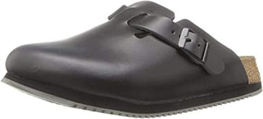 Birkenstock Boston Super Grip aus Naturleder - Herren und Damen Clogs Berufsschuh - Rutschhemmende Gummi-Eva-Sohle nach EN ISO 20347 - Anatomisch geformtes Kork-Latex-Fußbett - Schwarz - Normal - 45