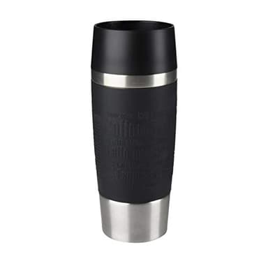 Emsa Travel Mug Classic Thermobecher, 360 ml, Isolierbecher hält 4h heiß, 8h kalt, 100 Prozent dicht, auslaufsicher, Quick-Press-Verschluss, 360 Grad-Trinköffnung, Kaffeebecher to go, Schwarz, 513361