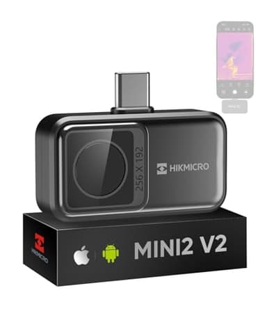 HIKMICRO Mini2 V2 Wärmebildkamera für Android/iOS, 256×192 IR-Auflösung, Thermobildkamera, 512×384 SuperIR, unterstützt iPhone 15/16/17, 25Hz, USB-C/Lightning-Anschluss(Kein Zubehör)