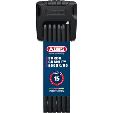 ABUS Faltschloss Bordo Granit 6500K mit SH-Schlosshalter - Fahrradschloss mit XPlus Zylinder für hohen Manipulationsschutz - ABUS-Sicherheitslevel 15 - Länge 90 cm