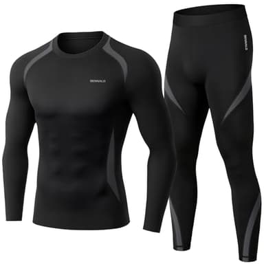 Thermounterwäsche Herren, Skiunterwäsche Winter Thermowäsche Set Funktionsunterwäsche Warm Weich Funktionswäsche atmungsaktiv Thermo Unterwäsche Thermounterhemd Thermounterhose für Männer Grau L