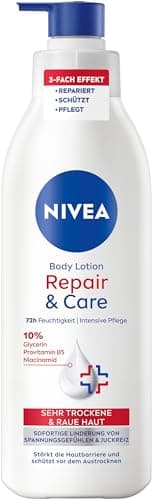 NIVEA Body Lotion Repair & Care, Körpercreme für sehr trockene Haut & zur Linderung von Spannungsgefühlen, Körperlotion mit Glycerin, Niacinamid & Provitamin B5t (250 ml)