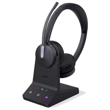 Yealink WH64 Wireless Headset mit Mikrofon,185 m Reichweite DECT & Bluetooth Dual Modus Kabelloses Headset with 3 Mikrofonen für Teams Zoom,Skype,UC,IP-Telefon, PC,32H Sprechzeiten