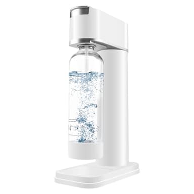 kisidus Wassersprudler Sodamaschine mit 1 Liter Flasche, Stylisch und platzsparend, Höhe 40,5 cm, Weiss