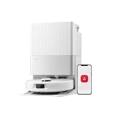 roborock Qrevo S5V Saugroboter mit Wischfunktion&Hebarem Wischmopp, 12.000Pa Saugkraft, Zero-Tangle System, Warmlufttrocknung, Intelligente Hindernisvermeidung, Multifunktions-Dockingstation (Weiß)