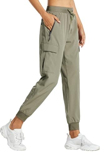 Libin Damen Cargohose Jogginghose Leichter Trekkinghose Wanderhose Schnelltrocken Wasserdicht Outdoorhose Sportlich Freizeit Reise, Silbersalbei, XL