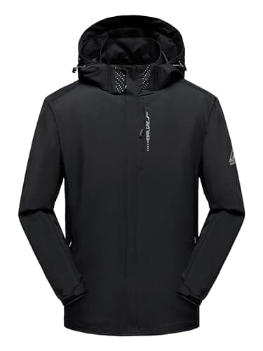 AMZSPORT Regenjacke Herren Winddichte Jacke Mit Kapuze Wasserdicht Leicht Packbar Atmungsaktiv für Outdoor, Laufen, Reisen,Wandern,Schwarz XL