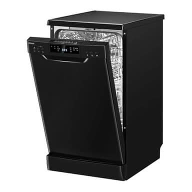 Bomann Geschirrspüler 45 cm | 10 Maßgedecke | Spülmaschine Stand o. Unterbau | 7 Programme & 2 Sprühebenen |Dishwasher mit Startvorwahl | Geschirrspüler unterbaufähig | LED- Display | GSP 7418 schwarz