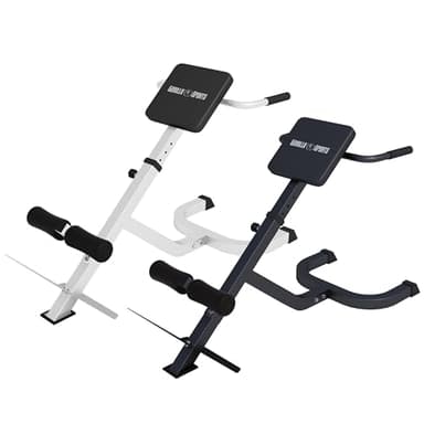 GORILLA SPORTS® Rückentrainer - 5-fach Verstellbar, bis 120 kg, mit Beinfixierung, Schwarz/Weiß - Rückenstrecker Gerät, Hyperextension Bank, Bauchmuskeltrainer, Bauchtrainer für Zuhause (Weiß)