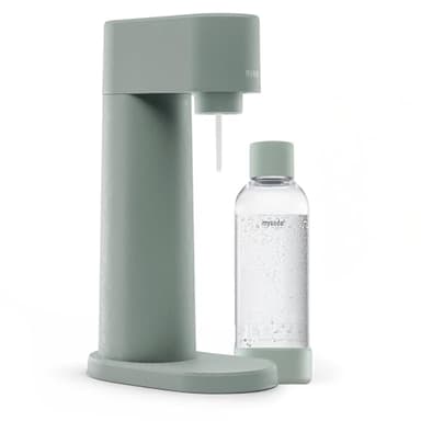 Mysoda: Woody Wassersprudler aus erneuerbarem Holzkomposit mit 1L Quick-Lock BPA-freier Plastikflasche (ohne CO2-Zylinder) - Salbeigrün (Pigeon)