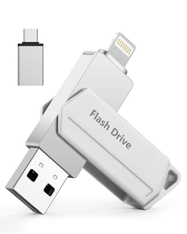 USB Stick für iPhone 512GB MFi Zertifiziert 3 in 1 USB 3.0 Lightning External Memory Type C Photostick Speicherstick für iPhone/iPad/iOS/Android/Mac/PC - Externe Speicher (Silber)