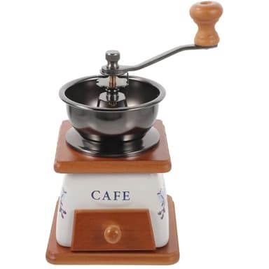 ABOOFAN Kaffeemühle Manuell, Antike Gusseisen Handkurbel Kaffeemühle für Kaffeebohnen & Espresso, Retro Handmühle aus Holz & Keramik für Zuhause, Büro, Reise