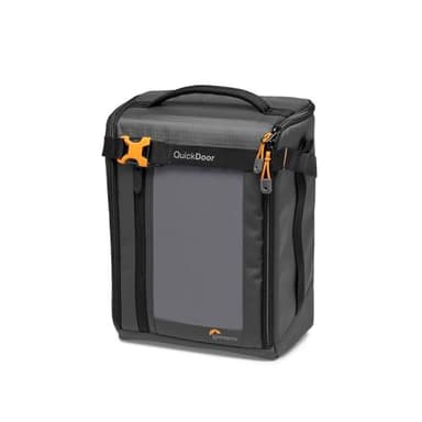 Lowepro GearUp Creator Box Large II, Tasche für Spiegellose und DSLR-Kameras, Kameratasche mit QuickDoor-Zugang, Hergestellt aus Recyclingmaterial, Orange Gepolsterte Innenfächer, Grau
