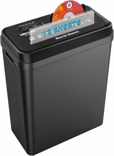 SINCHEREU Aktenvernichter, 12 Blatt Streifenschnitt Papierschredder,CD/Kreditkarten Schredder mit Überhitzungsschutz, Reißwolf,14 L Papierkorb Aktenvernichter Aufsatz für das Home Office