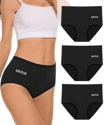 SUUFOR Periodenunterschwäsche Starke Blutung 60ML, Hohe Taille Hohe SaugfäHigkeit Perioden Unterwäsche, Atmungsaktiv Lecksicher Menstruationsunterwäsche MäDchen & Frauen (3er Pack) L
