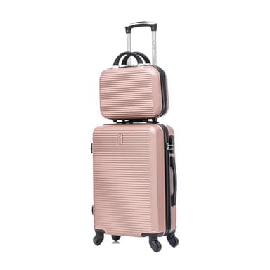 CELIMS - Handgepäck-Koffer mit Kosmetikkoffer 30 cm, zugelassen bei 100+ Fluggesellschaften | Kleiner Handgepäck-Koffer 55x40x20 | Roségold