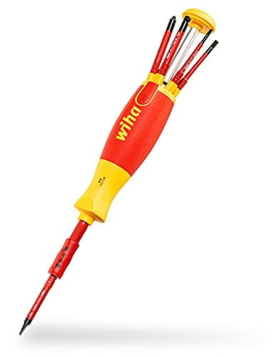 Wiha Schraubendreher Set LiftUp electric 6-tlg. mit verstaubarem Bit Set (41157) I Schraubenzieher Satz mit Bit Magazin aus slimBits für Elektriker, Bithalter, TORX®