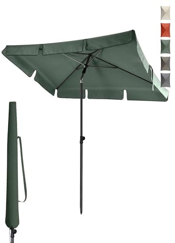 4smile Sonnenschirm Balkon in Grün - Sonnenschirm rechteckig 200x125cm mit UV50+ Sonnenschutz | Balkon Schirm knickbar höhenverstellbar | Robuster Balkonschirm für optimalen Schatten