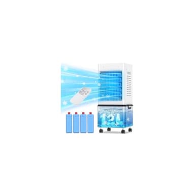 Klimaanlage Mobil 45W, 3-seitiger Klimaanlage Ohne Abluftschlauch, 6 Modi, 12L Abnehmbarem Tank, 60/120° Oszillation, 24h Timer, Leise, Fernbedienbar, Verdunstungskühler für Zuhause Schlafzimmer