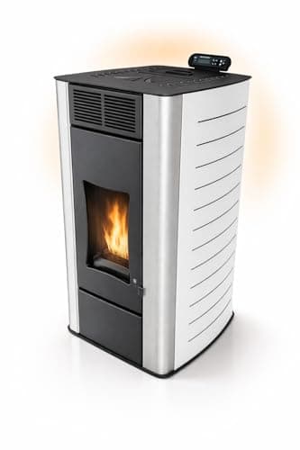 NEMAXX® P18 Wasserführender Hydro-Pelletofen 18 kW bis 300 m³ – BAFA/förderfähig–Zentralheizung – A+ 40 kg Tank – Wasser 12,5 kW – bis 18 Std. Laufzeit – ECO,Automatik,Wochentimer,Wi-Fi Ready – Weiß