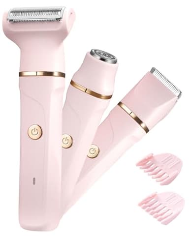 Rasierer Damen,3-In-1 Intimrasierer für Frauen,Gesichtshaarentferner für Frauen,Damenrasierer Elektrisch für Beine, Arme, Achseln und Bikinizone,Wiederaufladbarer Ipx7 Wasserdicht Trimmer Damen, Rosa
