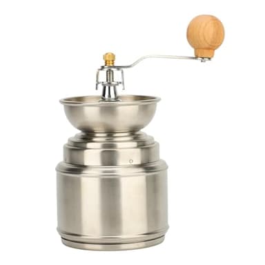 Mohnmühle Handmühle aus Edelstahl und Holz, Manuelle Kaffeemühle mit Kegelmahlwerk, Für Kaffee, Nüsse & Gewürze – Langlebig, Einfach Bedienen, Für Frischen Genuss Zuhause