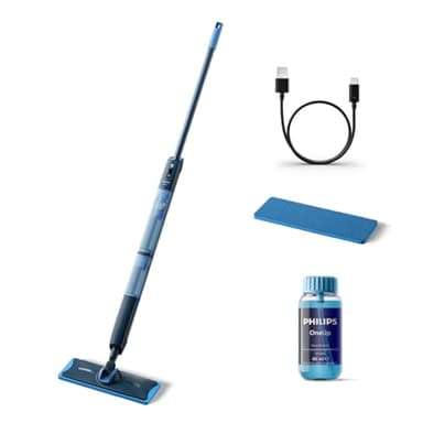 Philips OneUp 5000 Serie Elektrischer Wischmopp - 2X sauberere Böden², 2X schnelleres Wischen, Zwei Feuchtigkeitseinstellungen für Harte & empfindliche Böden, Kabellos mit 360° Drehgelenk (XV5113/01)