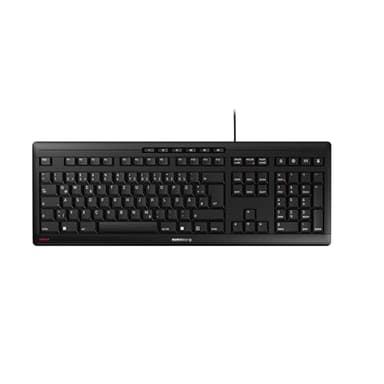 CHERRY Stream Keyboard, Kabelgebundene Tastatur, Deutsches Layout (QWERTZ), Flüsterleiser Tastenanschlag, Einzigartiges Tippgefühl, Flaches Design, Schwarz